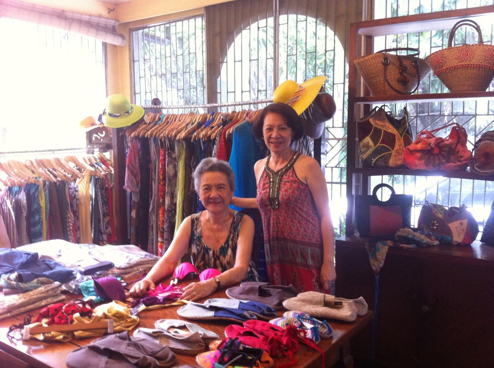 Maricor at her Beso del Sol Shop with her mom, Neny