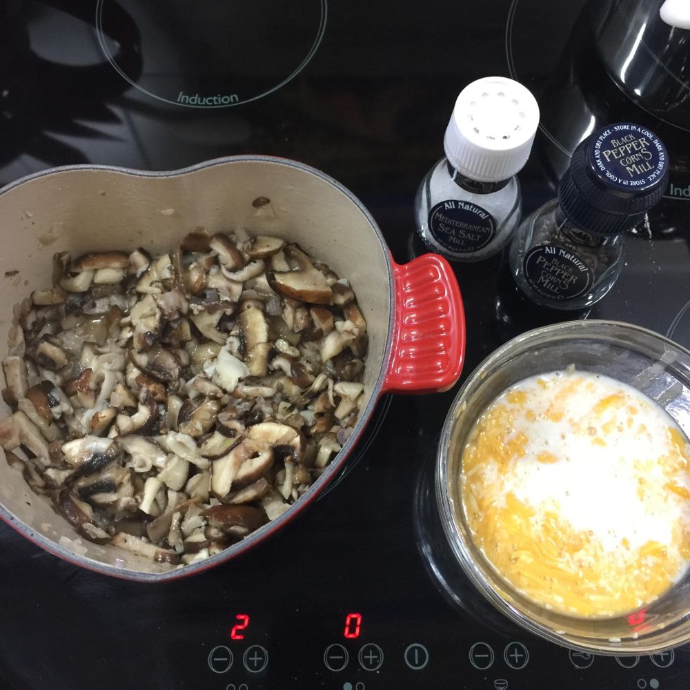 bits mushrooms and cheese mix